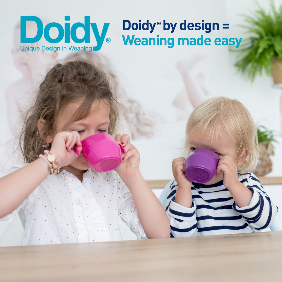 Doidy Cup, Open Cup for Training Baby 6 Months-3 Years, 200ml, Slanted Weaning Cup with Handles for Learning to Drink, BPA Free (Orange)