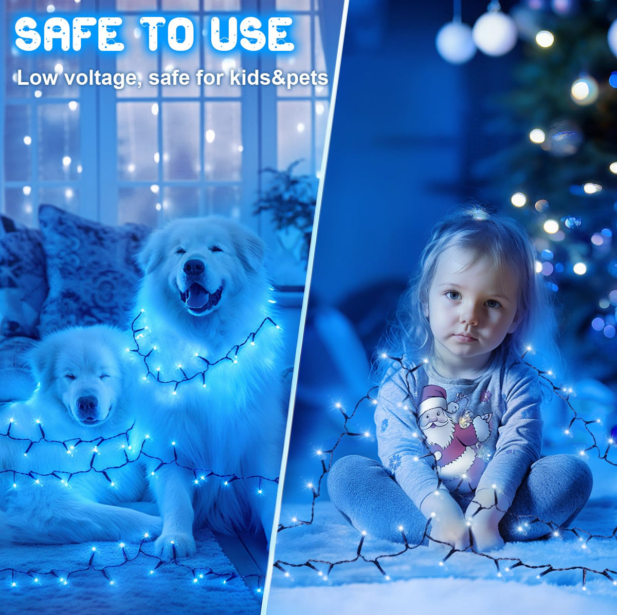 Christmas Lights Outdoor Battery Operated String Lights Total 100LED 33Ft with Timer 8 Modes 16.4Ft*2 Waterproof Outdoor Indoor for Christmas Decor, Warm White, 2-Pack