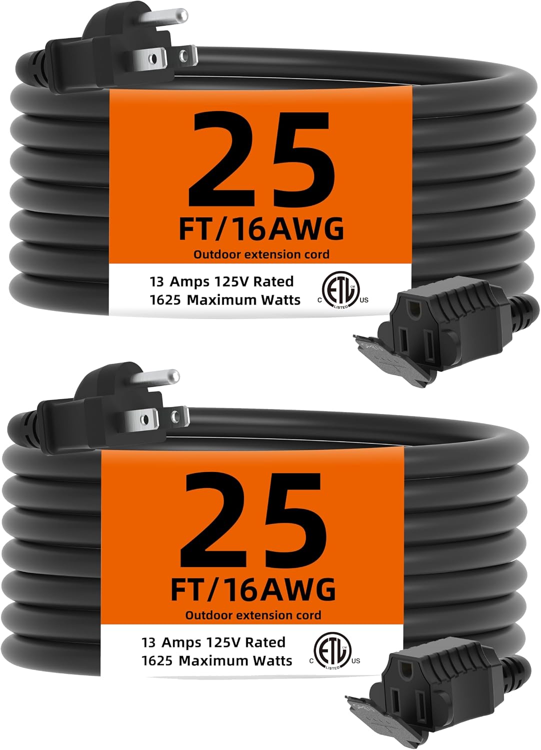 TiFFCOFiO Indoor Outdoor Extension Cord Waterproof, 40 Feet 3 Prong Power Cord for Home and Garden, 16 AWG, 13A/1625W, ETL Listed