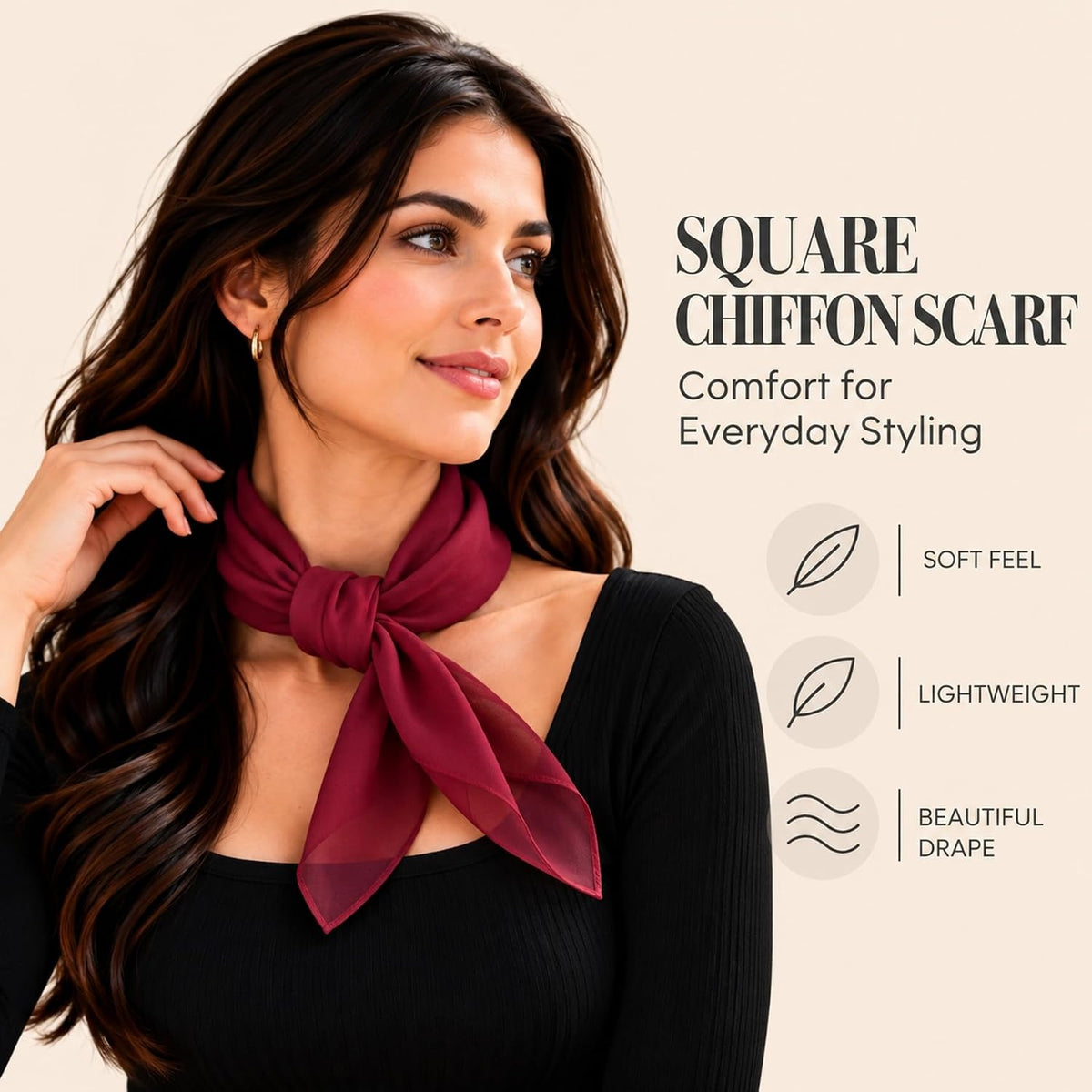WESTEND CHOICE Square Chiffon Scarves Women's Neck Scarf 50s Retro Bandana