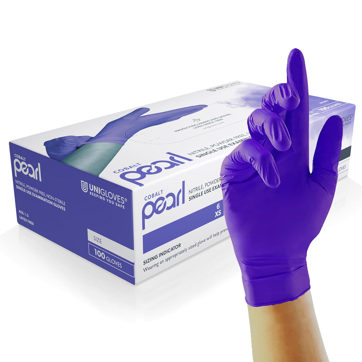 UNIGLOVES Black Pearl Nitrile Examination Gloves - Multipurpose, Powder Free and Latex Free Disposable Gloves - Box of 100 Gloves, Black, Large (GP0034)