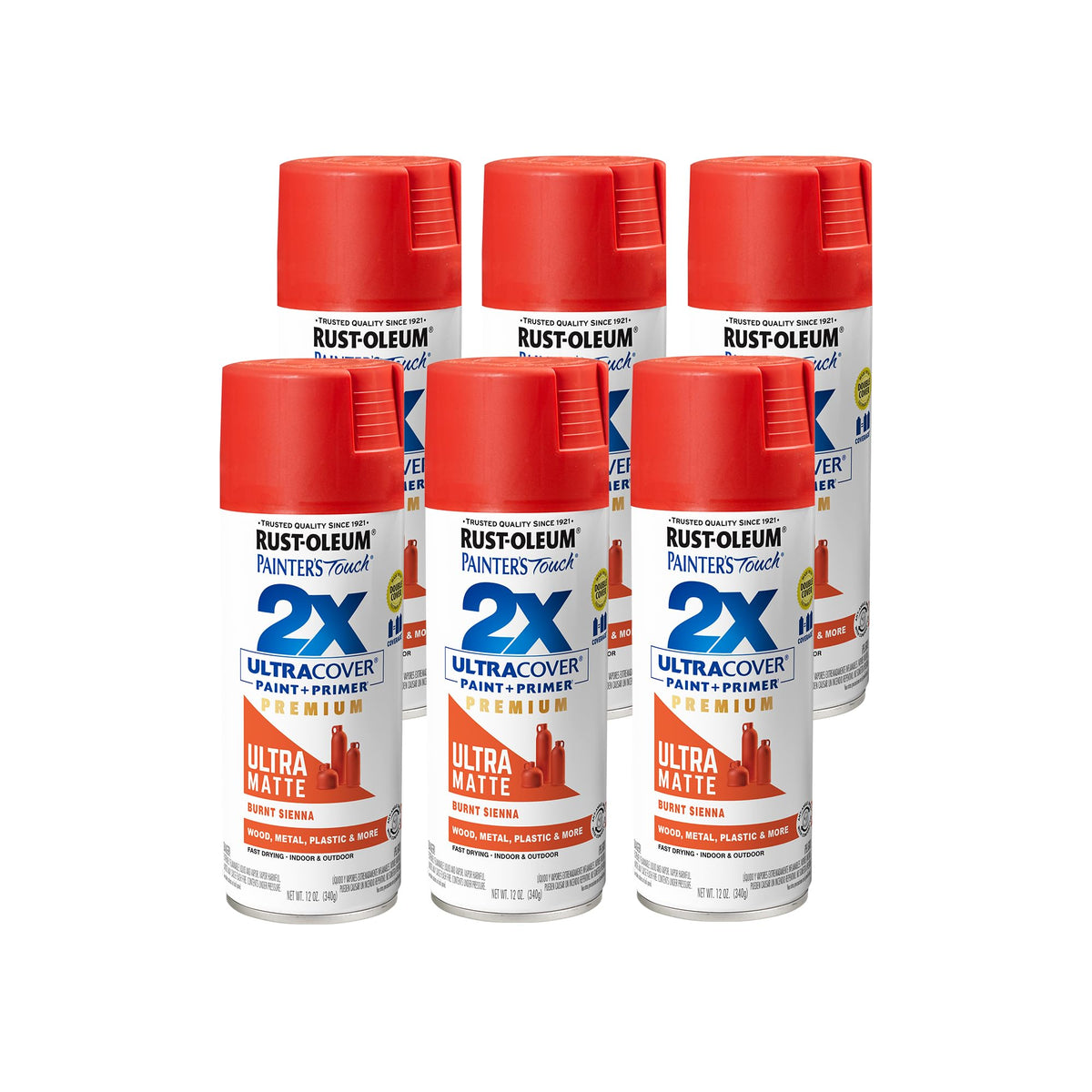 Rust-Oleum 334023-6PK Painter's Touch 2X Ultra Cover Spray Paint, 12 oz, Gloss Almond, 6 Pack