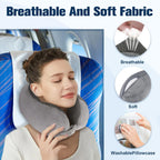 Cirorld Travel Pillow for Airplane, Neck Pillow for Travel, Memory Foam Travel Neck Pillow for Adults, Adjustable & Compact Flight Pillow, Ergonomic Neck Cushion, With Ear Plugs, Eye Mask, Carry Bag