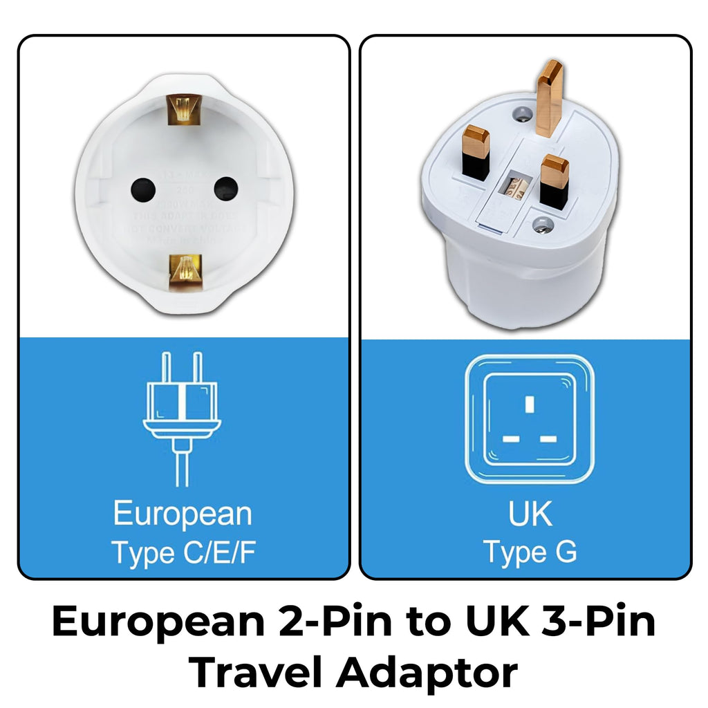 Double Dragon 2-Pack UK Electric Toothbrush & Shaver Plug Adapter | 2-Pin to 3-Pin Bathroom Converter | Supports UK EU Round & US Flat 2-Pin Plugs | 1A Fused | Compatible with Oral-B, Braun, Philips