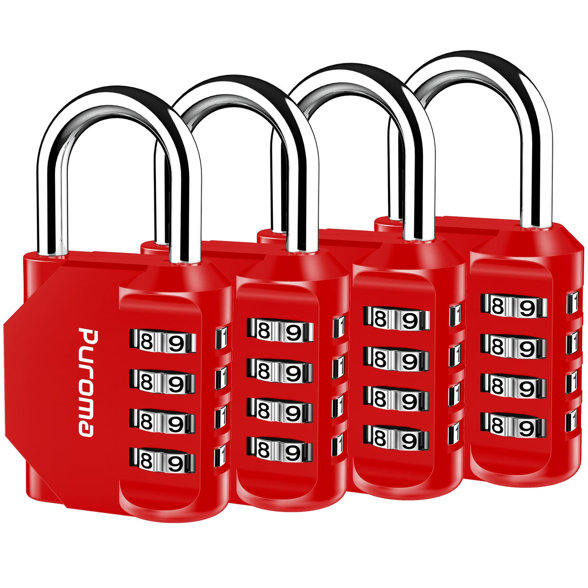 Puroma 2 Combination Lock Locker 4 Digits Combo Padlock Gym Silver & Black