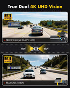 GKU 4K Dash Cam Front and Rear, 5GHz WiFi Dashcam with 64GB SD Card