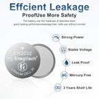 Enegitech CR2032 Batteries, 2032 Lithium 3V Coin Battery, 6 Pack