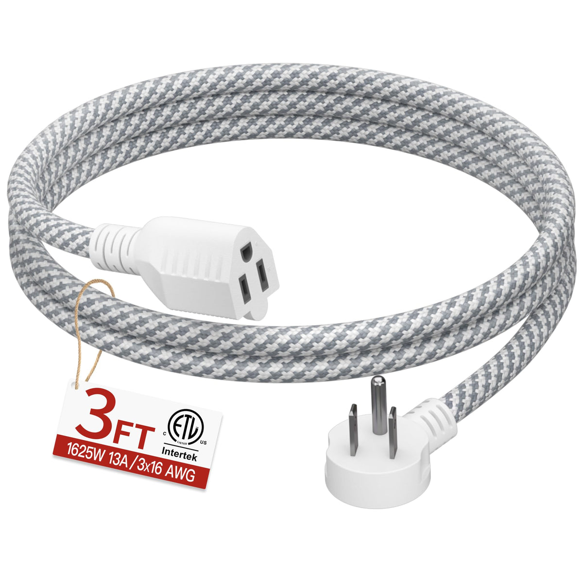 Skrizcable 16/3 15 FT Outdoor Extension Cord Waterproof, Black Power Cord