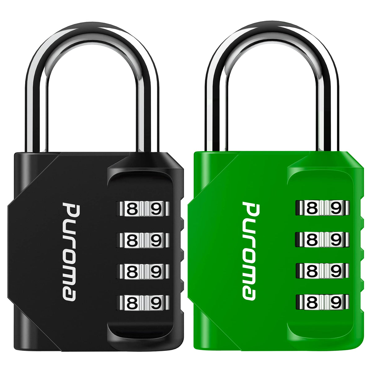 Puroma 2 Combination Lock Locker 4 Digits Combo Padlock Gym Silver & Black