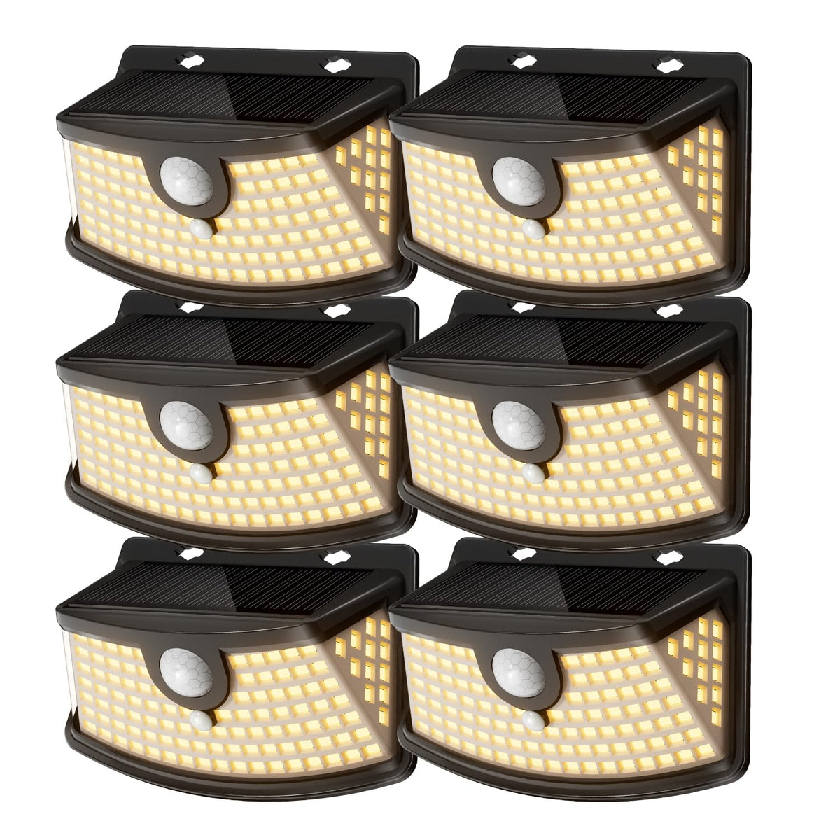 Aootek Solar Motion Sensor Lights Outdoor 120 LEDs, Black, 6 Pack