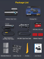 GKU 4K Dash Cam Front and Rear, 5GHz WiFi Dashcam with 64GB SD Card