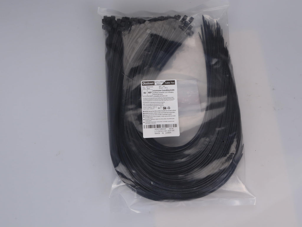 100 Pack Black Plastic Cable Ties 300mm×3.6mm Heavy Duty Strong Nylon Premium Self Locking 12 inch/30 cm Long Zip Tie Wraps