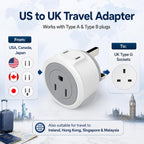 US to UK Plug Adapter, 2 in 1 USA to UK Travel Adaptor with 13A Fuse