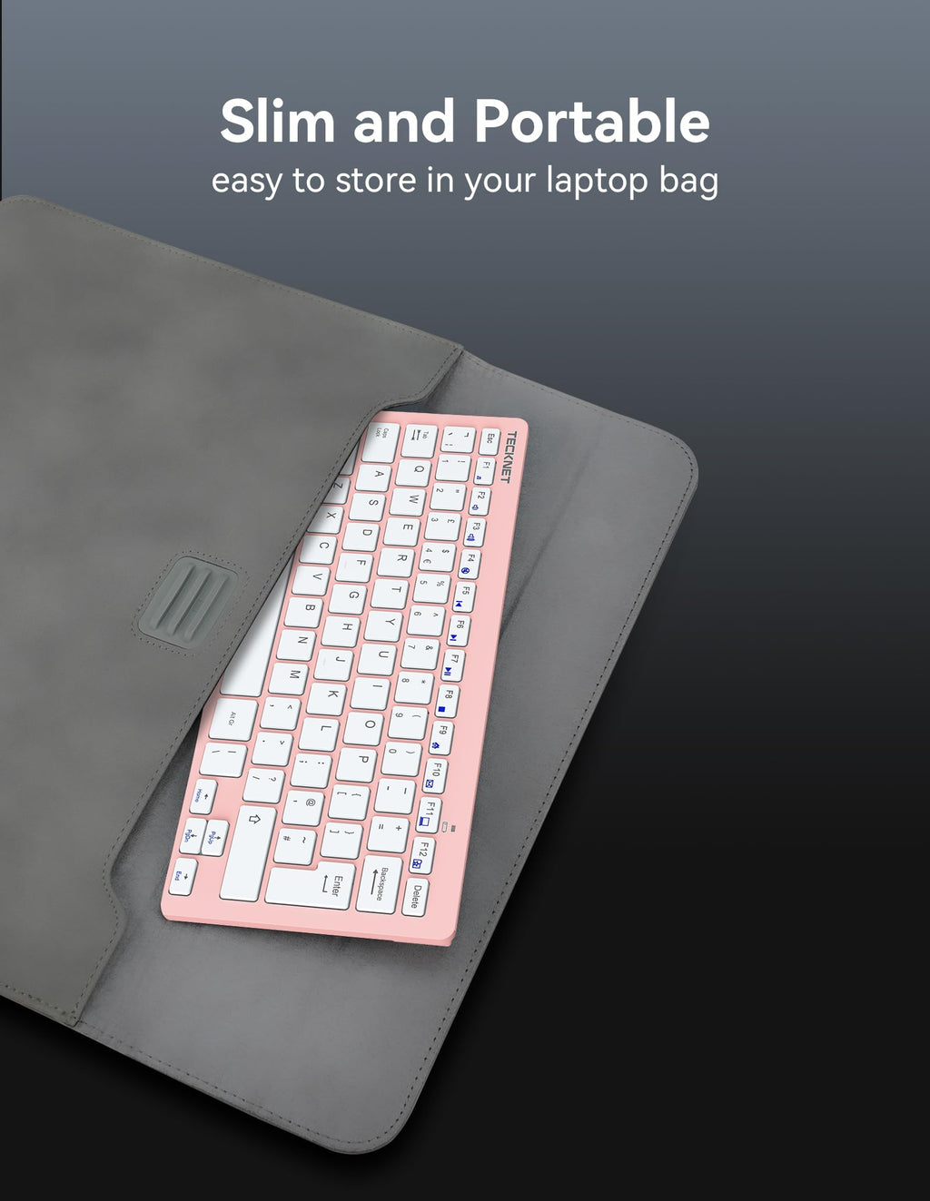 TECKNET 2.4G Wireless Compact Mini Keyboard, UK Layout, White