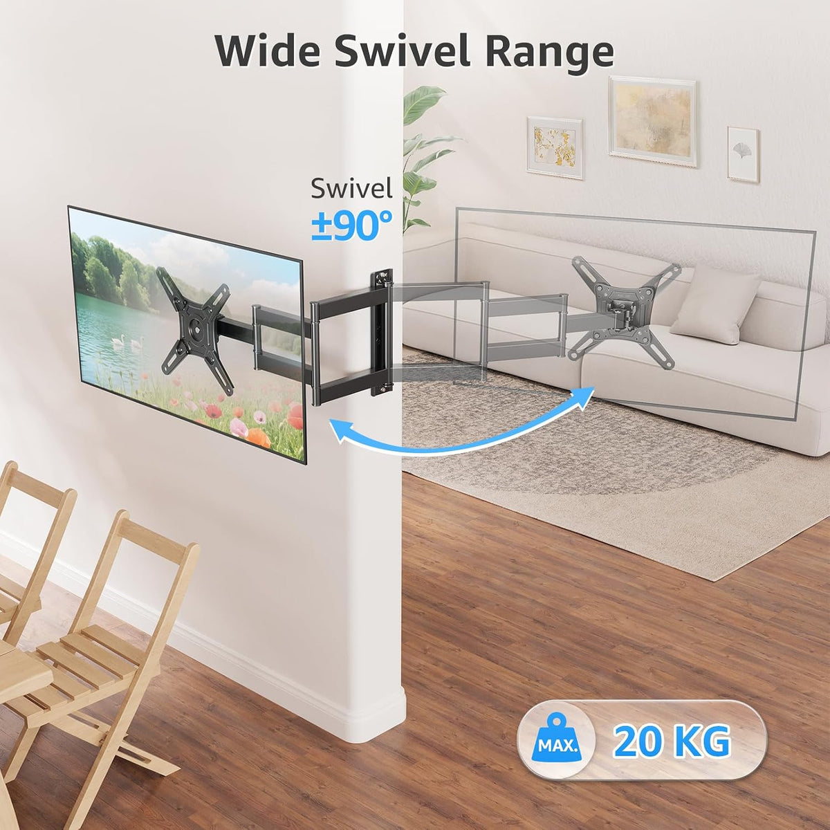 MOUNTUP 550 mm Long Arm TV Wall Bracket for 14–42 Inch TVs & Monitors