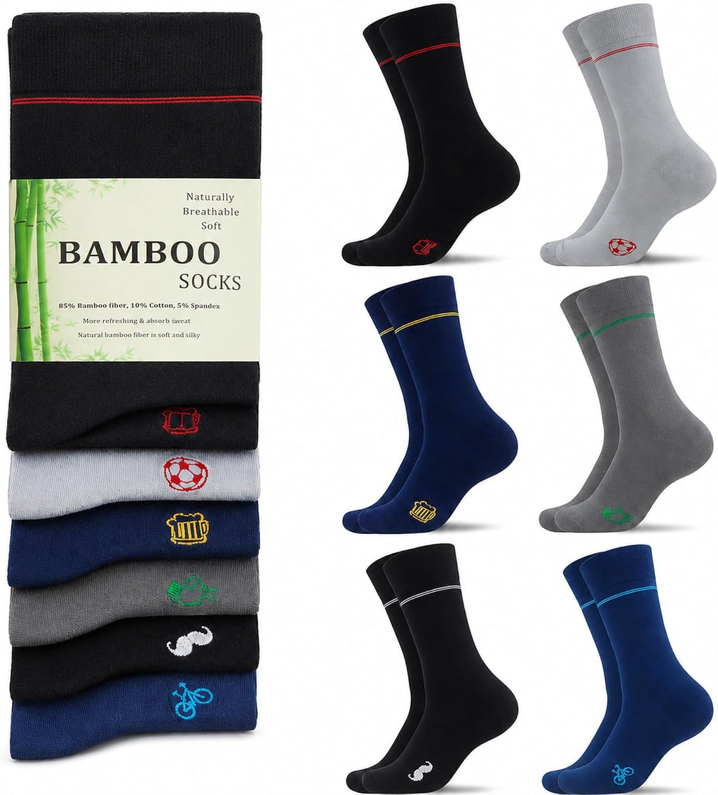WeciBor Men's Bamboo Seamless Socks 6/12 Pack