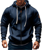 Mens Hoodie Long Sleeve Pullover Zipped with Drawstring Hood and Pocket Cuffed Shirts Hoody Fleece Slim Fit Casual Winter Oversized Hooded Sweatshirts Jacket Streetwear