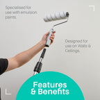 Harris Seriously Good Walls & Ceilings Paint Roller Set 9in, 1 x 9" Frame, 4 x 9" Medium Pile Roller Sleeves & Tray 9"