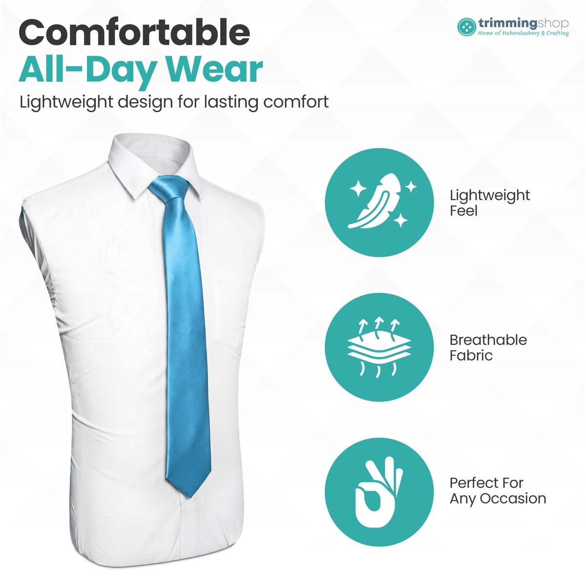 Trimming Shop 5cm Slim Skinny Solid Colour Necktie for Mens