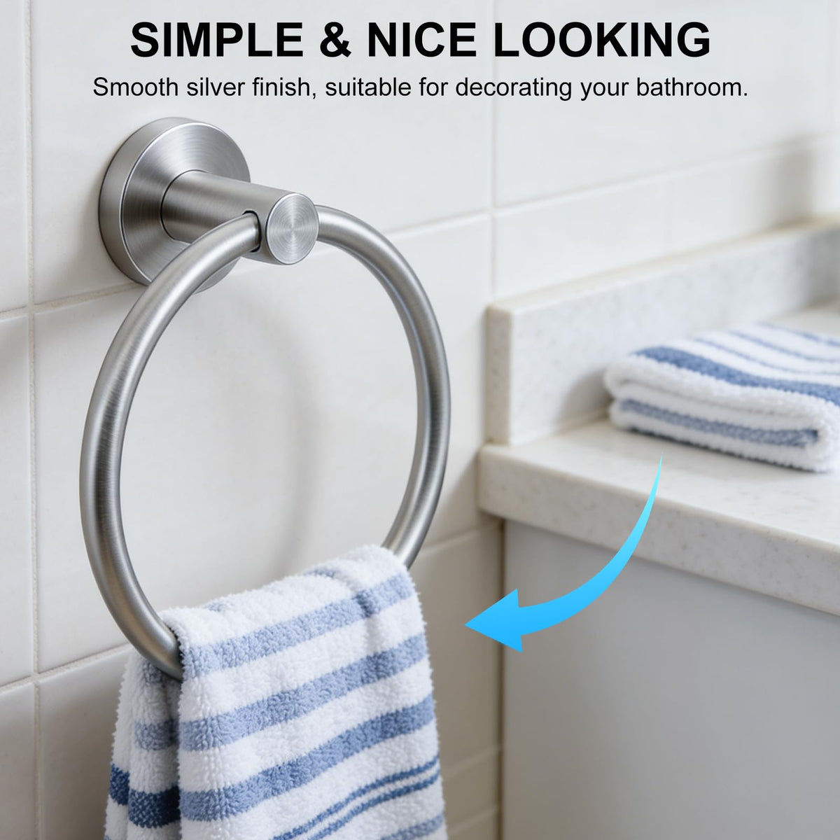 SetSail Towel Holder for Bathroom Wall Matte Black Towel Ring
