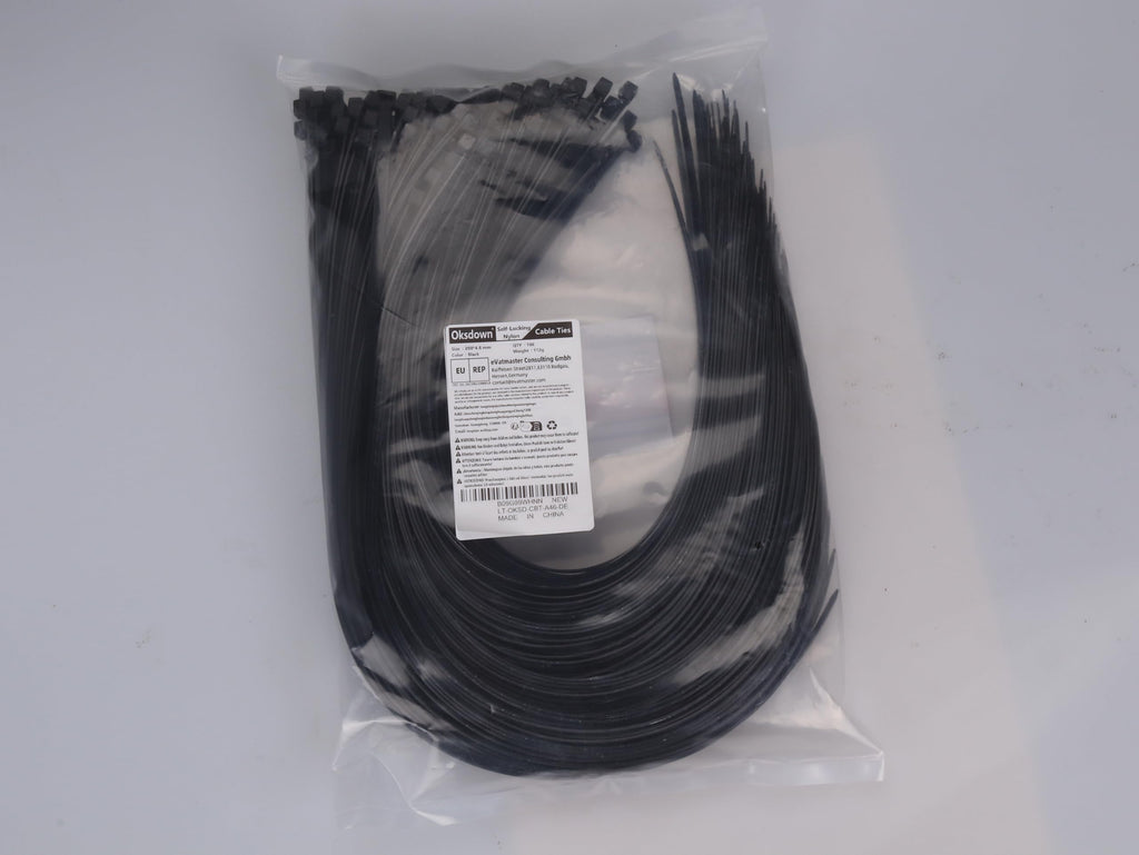 100 Pack Black Plastic Cable Ties 300mm×3.6mm Heavy Duty Strong Nylon Premium Self Locking 12 inch/30 cm Long Zip Tie Wraps
