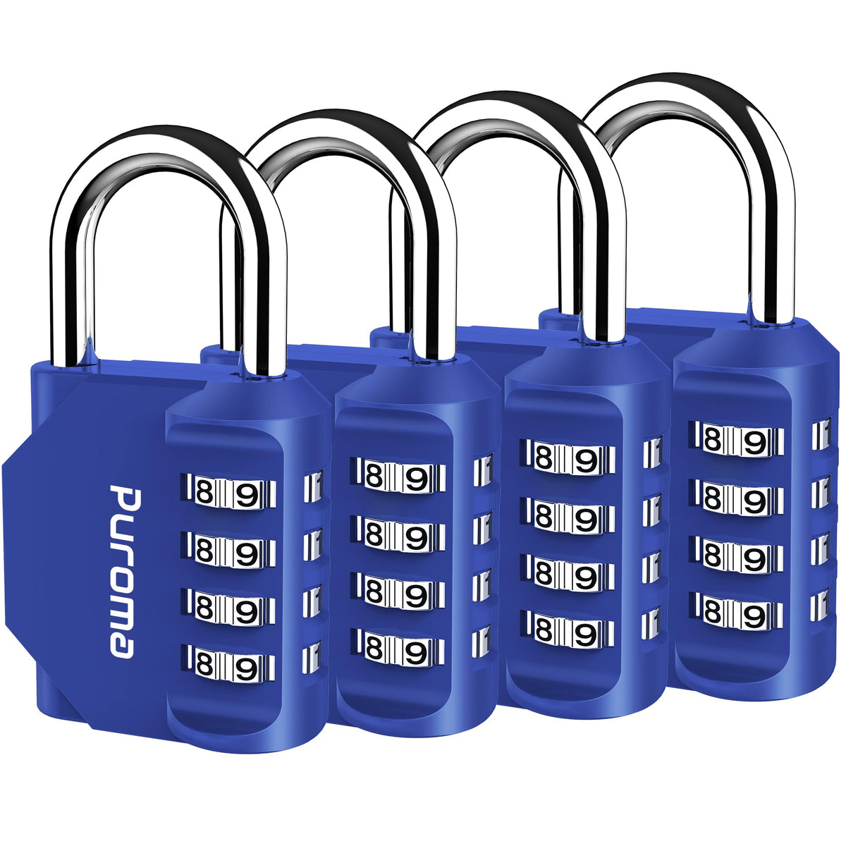 Puroma 2 Combination Lock Locker 4 Digits Combo Padlock Gym Silver & Black