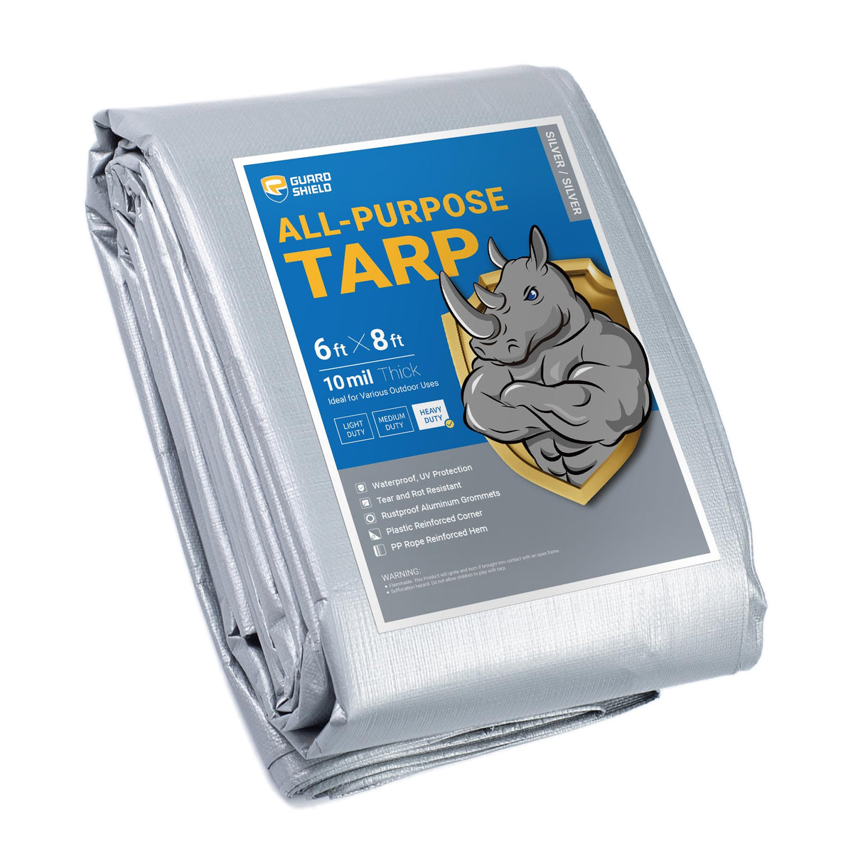 GUARD SHIELD Heavy Duty Tarp 20x30 Feet Silver/Black Multi Purpose Thick Waterproof Poly Tarp Cover 10mil