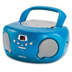 Groov-e Original Boombox - Portable CD Player with Bluetooth, Radio, 3.5mm Aux Port, & Headphone Socket - LED Display, 2 x 1.2W Speakers - Battery or Mains Powered - Blue