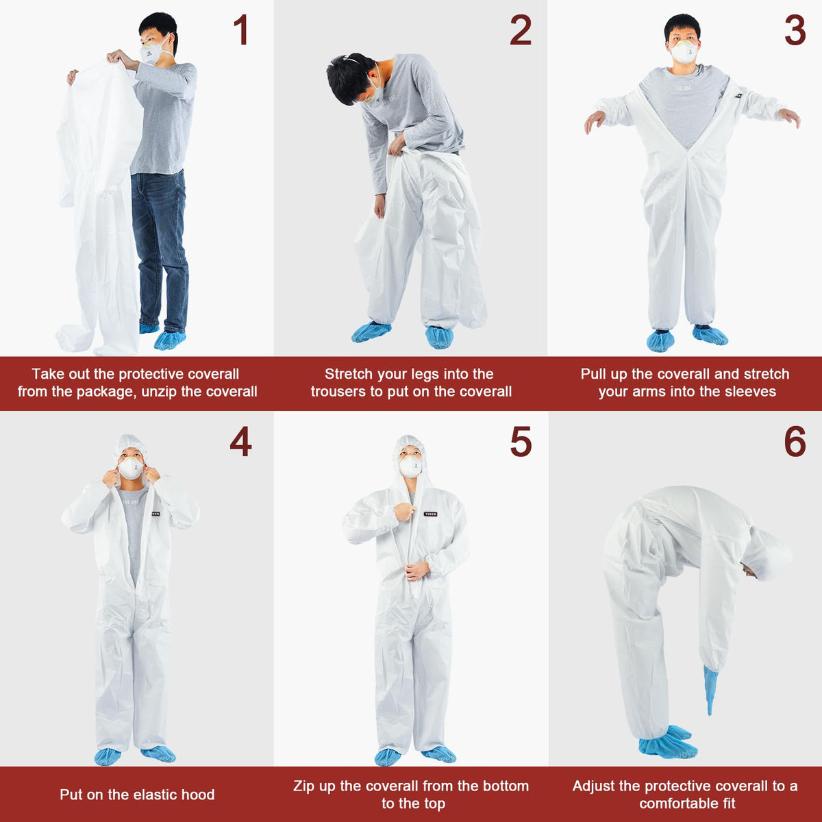 Hazmat suit, Disposable coveralls for Painting, Ideal Halloween Cosplay Hazmat Costume, White, Medium, 2