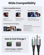 INIU USB C Charger Cable, [2m] USB A to USB C Charging Cable 3.1A