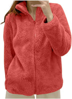 Fleece Winter Jackets for Women UK Fashion Warm Soft Fluffy Coats Causal Solid Color Long Sleeve Full Zip Jacket Elegant Callor Lapel Cardigans Ladies Teddy Fleece Outwear Gifts for Daily Holiday