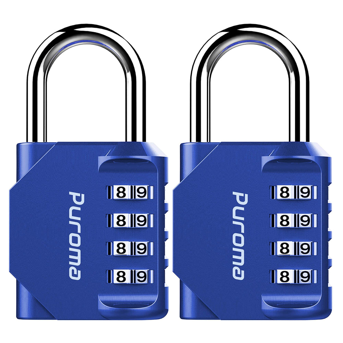 Puroma 2 Combination Lock Locker 4 Digits Combo Padlock Gym Silver & Black