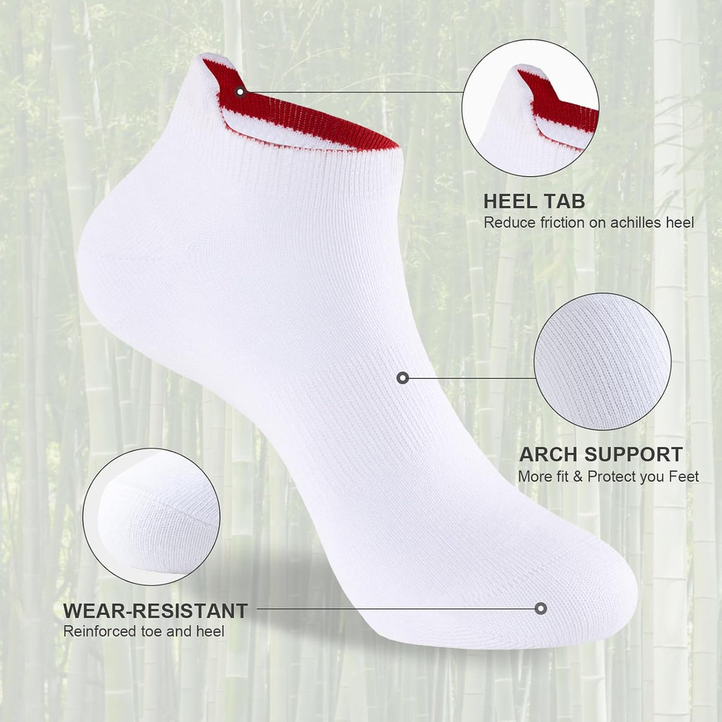 Niorasen Bamboo Trainer Socks for Men & Women, 6 Pairs, Low Cut