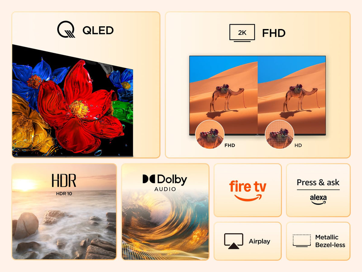 TCL 32SF560-UK 32 Inch Full HD QLED HDR Smart TV with Fire TV Press & Ask Alexa, Metallic Bezel-Less Design