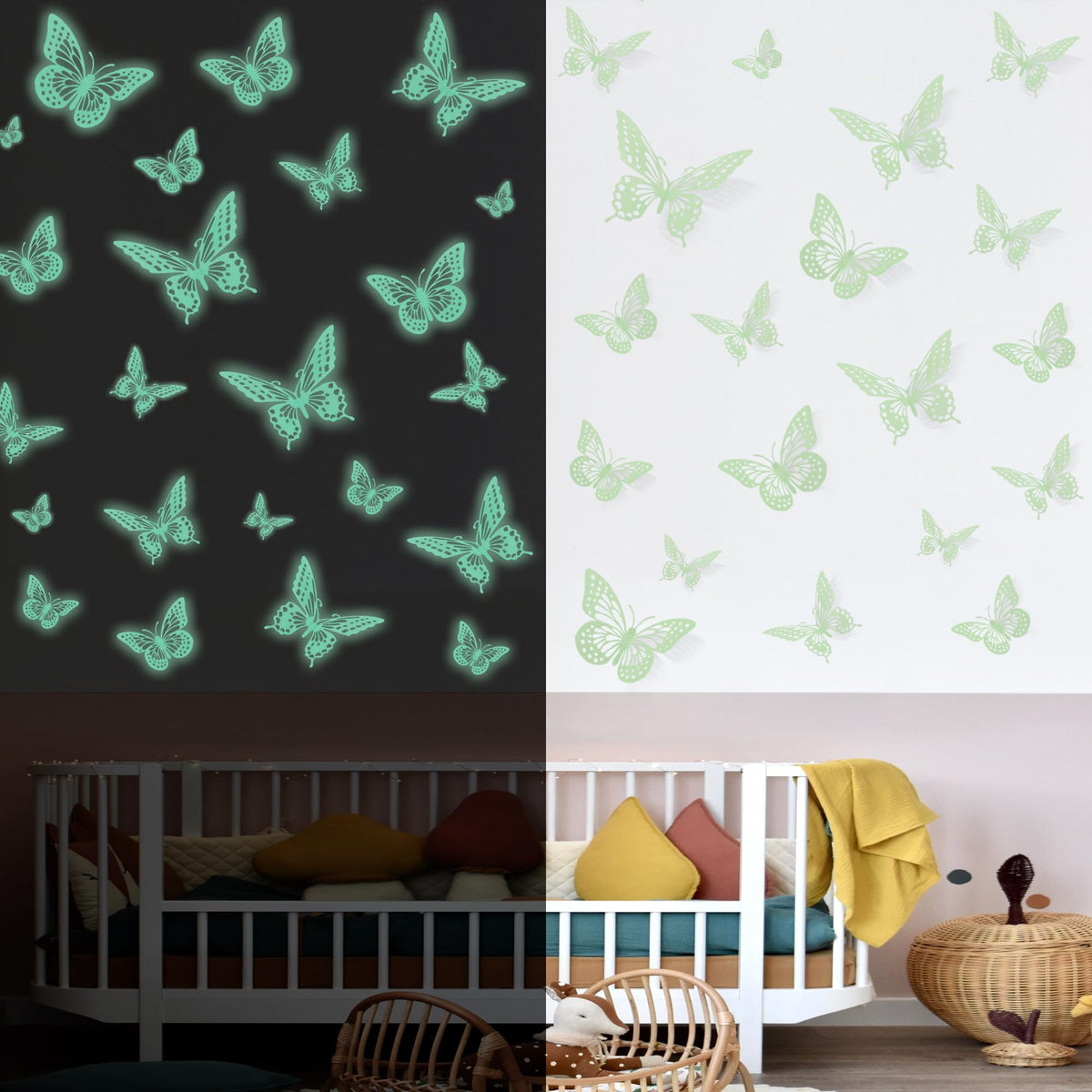 SAOROPEB 3D Butterfly Wall Decor 48 Pcs Gold Butterfly Birthday Decorations