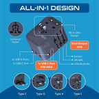 Ceptics 45W Universal Travel Adapter w/ 3 USB-A, 2 USB-C & Universal Input