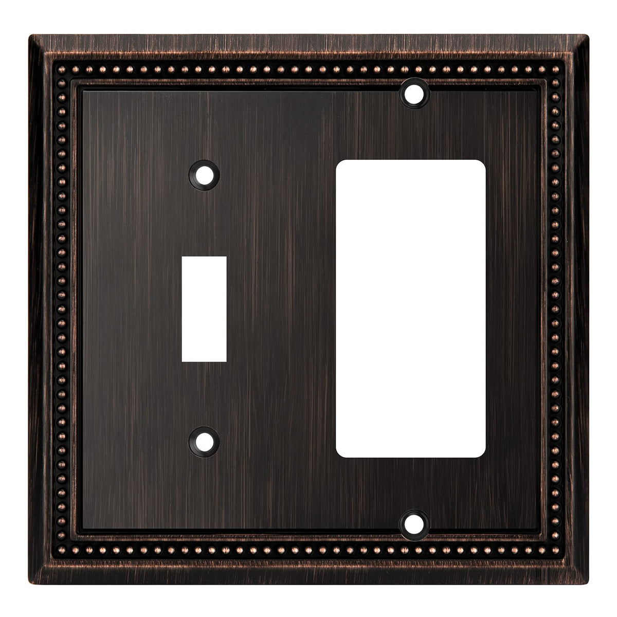 Sunken Pearls Heavy-Duty 4 Toggle Light Switch Plate, Antique Brass, 1 Pack