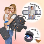 Dikaslon Baby Changing Bag Backpack, Large Nappy Back Pack Multifunction Baby Bags with Portable Changing Mat, Pacifier Holder, and Stroller Straps, for Mom and Dad