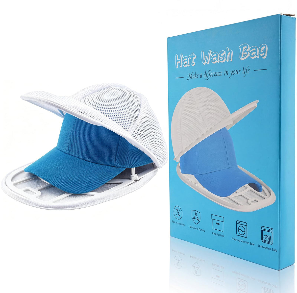 Eiito Hat Washer Cage Hats Cleaner, 4 Pcs (2 Cages + 2 Mesh Bags)