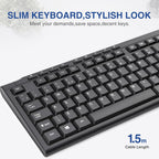 Rii RK907 USB Wired Keyboard Full Size Office Keyboard Compatible with Mac PC Tablet Windows Android Microsoft UK Layout