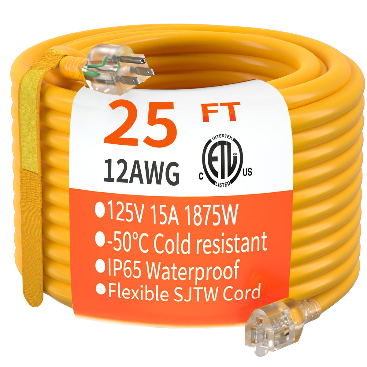 HUANCHAIN Indoor Black Extension Cord 3 FT Waterproof 16/3 Gauge