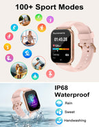 RUIMEN Smart Watch Answer Dial Call,Smart Watches for Women Men 1.85" HD Screen Fitness watch with SpO2 Heart Rate Sleep Monitor Step Counter Waterproof 100+ Sports Mode for Android iOS (2 Bands)