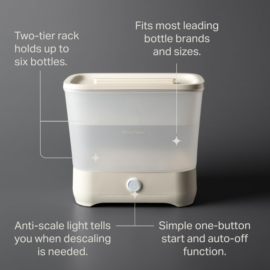 Tommee Tippee Electric Steam Baby Bottle Steriliser 5-Minute Cycle White