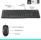 Logitech MK120 Wired Keyboard and Mouse Combo for Windows, Optical Wired Mouse, Full-Size Keyboard, USB Plug-and-Play, Compatible with PC, Laptop, QWERTY UK English Layout - Black