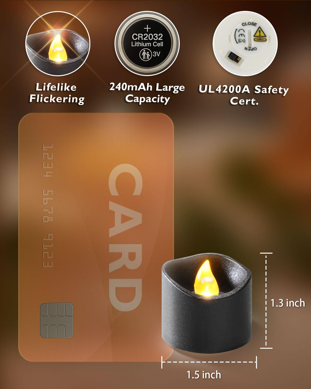 Homemory 24-Pack Flameless Tea Lights Candles Battery Operated, 200+ Hours