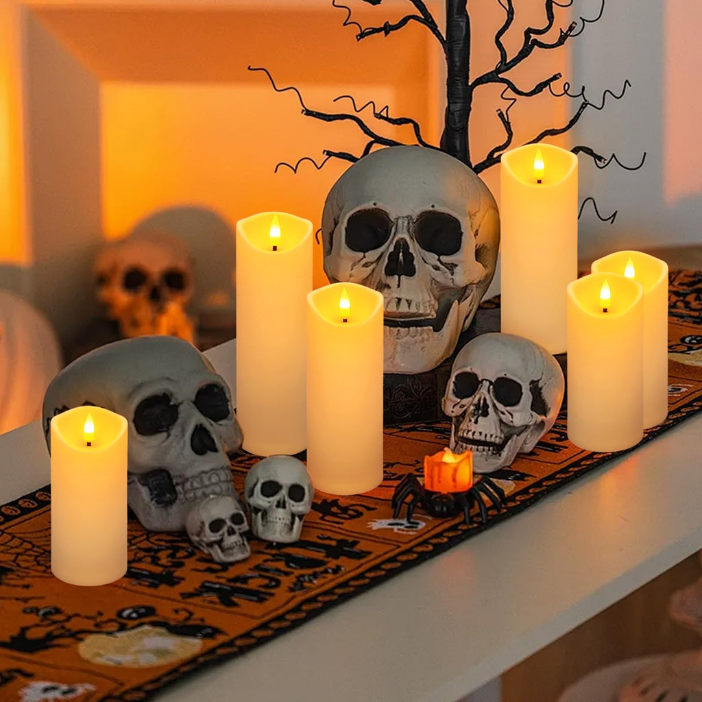 YOROXRG Solar flameless Candles Outdoor Waterproof,Dusk to Dawn Outdoor Lighting, Flickering fameless Reusable LED Light Candles for Lantern Garden Camping and Home Decor, 3D Wick (3"X6") Set of 2