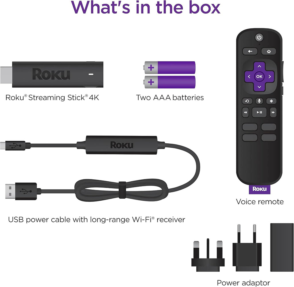 Roku 3820EU Streaming Stick 4K | HD/4K/HDR Streaming Media Player, Black