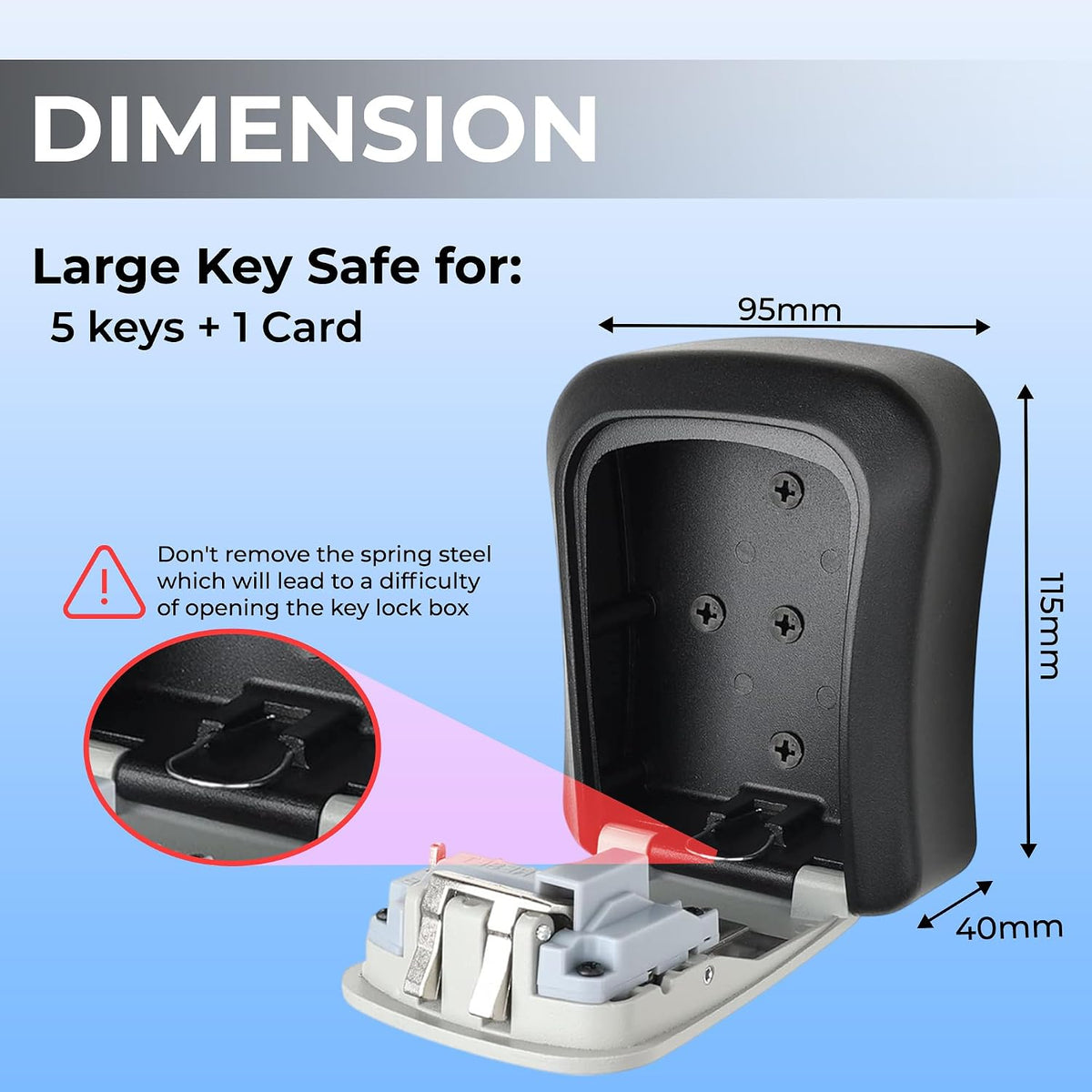 XShield 4-Digit Wall-Mounted Key Lock Box with Zinc Alloy Dial (Black)