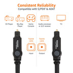 Amazon Basics Toslink Optical Audio Cable for Sound Bar, Home Theatre, 1 m, Black