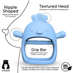 Infatot® Teething Toys for Baby Gifts – Chipmunk Silicone Mitten Teether, Soothing Glove for Infants, Baby Toys 0-6 Months, Soft Chewable Teether Toy to Prevent Finger Sucking, CM Blue.